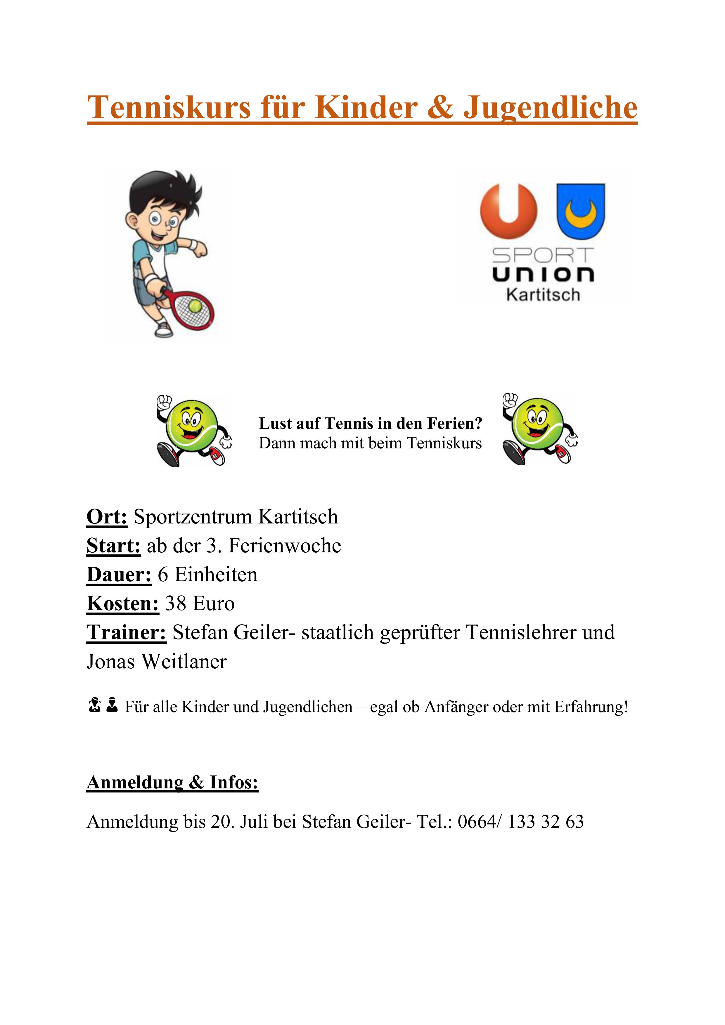 Tenniskurs für Kinder  Kartitsch 2026